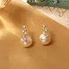 Pendientes Brillantes de Estrella del Norte de Siete Estrellas para Mujer, Pendientes de Perla Aurora de Diseño Nicho, Pendientes de Gama Alta, Exquisitos, Compactos y Sencillos