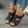 Sandalias de cuña de suela gruesa de gran tamaño para mujer, de moda retro playera europea y americana, nuevas de verano, transfronterizas de Amazon
