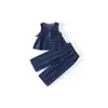 Conjunto Jeans da Moda de Verão para Meninas 2025 Novo Top Camisole Mais Calça de Perna Larga Conjunto de Duas Peças para Bebê