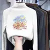 Linda camiseta de manga larga estampada para niños, nuevo estilo otoño/invierno, diseño coreano, hecha con suave tejido polar, capa base cálida para niñas