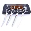 Tijeras de belleza para mascotas de 7.0 pulgadas color negro galvanizado 5 dientes de corte recto tijeras de corte curvo tijeras de hueso de pescado peine de fila en stock