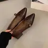 Sapatos Mary Jane Retro Femininos Salto Baixo Camélia Chegada Nova Outono 2026 Tira Única Salto Grosso Bico Fino