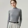 Suéter de punto 100% cachemir puro de cuello semi-alto, corte ajustado, para mujer, capa base de otoño e invierno para commuting, jersey de manga larga