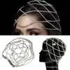 Sombreros de venta cruzada más vendidos, populares en Europa y América, accesorios de sombrero de malla multicapa con pedrería brillante para bodas de novia