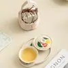 Juego de tazas de té de cerámica pintadas a mano Yumei Li para viajes al aire libre, una taza y una taza de té con bolsa portátil