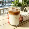 Copo de Vidro com Tampa Flip-Top de Alto Valor para Nicho, Copo Doméstico de Grande Capacidade, Transparente, para Bebidas Frias, Copo de Café com Borda Enrolada