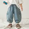 Jeans Harem Sueltos Casuales Versátiles de Moda Estilo Coreano Ins para Niños y Niñas, Pantalones de Trabajo Clásicos con Estilo