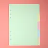 Divisória papel acessórios divisórias de página caderno colorido A6 classificação de página furos índice planejador folha solta 6 itens padrão
