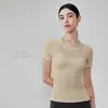 Camiseta de Yoga Osyo de una pieza tejida sin costuras para mujer, verano, corte ajustado, cuello redondo, top de yoga transpirable, manga corta deportiva