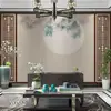 Mural moderno tridimensional paisaje de hojas de bambú papel tapiz de fondo de TV papel tapiz de sala de estar pájaro volador película y televisión simple Tela de pared