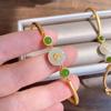 Vintage Estilo Chinês Clássico Palace Clássico Fu Personagem Pulseira Imitação Natural Hetian Jade Vietnamita Ouro Areias Pulseira de Ouro