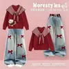 Conjunto de Punto de Manga Larga Estilo Coreano para Niñas Otoño Elegante Ropa de Otoño para Niños Tallas Mediana y Grande Conjunto de Punto con Chal Rayado Rojo