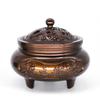 Incensário Canto de Pássaros e Fragrância Floral, Incensário Totalmente de Cobre para Uso Doméstico, Incensário para Incenso em Espiral e Incenso em Vareta, Incensário de Três Pés Canto de Pássaros e Fragrância Floral