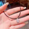 Collar de Cristal Natural Japonés y Coreano, Collar de Flor de Cuatro Hojas de Zircón Francés, Cadena para Clavícula con Cuentas de Diseño de Nicho para Mujer