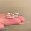 Anillo de Flor de Margarita Plisada Texturizada de Gama Alta para Mujer, Anillo Abierto Versátil Apilable Dulce y Fresco de Moda para el Dedo Índice