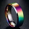 Anel Masculino de Aço Inoxidável Europeu e Americano Novo Estilo Simples com Borda Dupla Chanfrada 6mm, Popular no Japão e Coreia, Joias Atacado que Não Desbotam