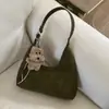 Bolsa de Ombro Único para Axila com Acabamento de Luxo, Bolsa de Camurça Retrô de Nicho Coreano para Outono e Inverno, Bolsa Feminina, Nova Moda Bolsa Bolinho