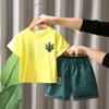 Novas roupas finas de verão para crianças de 1 a 4 anos, camiseta casual de manga curta, duas peças, roupas de bebê, verão 2025