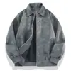 Nueva chaqueta de cuero de moda, marca de tendencia, cuello alto de motociclista, estilo americano, chaqueta de cuero versátil tipo aviador, tie-dye, salpicaduras de tinta, logo estampado vintage