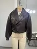 Roupas Femininas Europeias e Americanas Transfronteiriças AliExpress Mais Vendidas Moda Francesa Padrão Lichia Jaqueta de Couro Sintético Roupa Exterior
