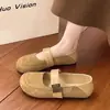 Sapatos Mary Jane em couro fosco estilo retrô para mulheres, novo modelo outono 2026, de sola reta, com uma tira, sola macia, sapatos baixos versáteis