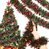 Tiras de serpentina decorativas de Natal de 2m em vermelho e verde para decorações de festa de Natal, fitas de feriado e guirlandas de serpentina