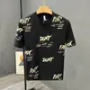 Camiseta de Manga Media para Hombre de Verano Fina con Estampado de Letras Estilo High Street Americano Transfronterizo Marca Trendy Juvenil de Manga Media