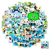 56 Pegatinas Divertidas de Graffiti de Panda de Dibujos Animados, Panda Redondo y Lindo Jugando en el Agua, Pegatinas de Material Lindo para Diarios y Computadoras