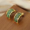 Diseño de industria pesada fundición moda joyería de diamantes completa simple incrustada multicolor diamante hecho a mano acero de titanio chapado en oro pendientes tipo C