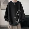 Atacado de fábrica suéter masculino estilo Hong Kong com forro de fleece, espessado, gola redonda, moda outono, marca, pulôver solto, top para casal, ins