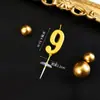 Nova Vela Decorativa Dourada Digital para Bolo de Aniversário Plug-in Festa Criativa Bolo Vela Digital Banhada a Ouro