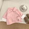 Abrigo de primavera para niña, chaqueta con solapa bordada con oso, estilo coreano, top de otoño para bebé, combinable con todo.