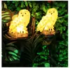 Luminária de Espeto para Jardim Coruja Solar 45cm LED Lâmpada Decorativa Externa