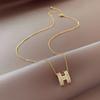 Collar Letra H Nicho Lujo Accesible 2025 Nuevo Diseño Diamante Flash para Mujer Cadena para Suéter de Alta Gama Elegante Cadena para Clavícula