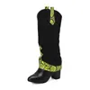 2023 novas botas femininas de couro com bico redondo, cano, botas da moda, salto alto grosso, sapatos femininos, tamanhos 40-50, botas de comércio exterior