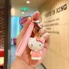 Llavero de Silicona con Dibujo Animado de Gato Kv Colgante para Llave de Coche Cinnamoroll Juguete Llavero de Peluche Perro Pudín para Mochila