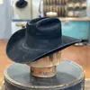 Sombrero vaquero de lana pura transfronterizo moderno todo a juego sombrero vaquero western desgastado sombrero de lana decorativo con cinta fina