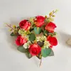Venta Caliente Transfronteriza Portavelas de Rosa Simulada Adornos de Corona Decoración de Mesa Festiva Decoración de Taza de Vela Corona de Rosas