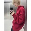 Directo de Fábrica Estilo Perezoso Casual Color Sólido Uso Diario Viaje Botón Estilo Callejero Cordón Capucha Suéter Gris