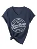No diagnosticado pero Algo Sitio Independiente de Amazon Camiseta Casual Simple de Mujer con Cuello en V y Mangas Cortas
