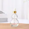 Botella de vidrio transparente en forma de calabaza para aceites esenciales, botella de spray para perfume, botella dispensadora de muestras portátil para cosméticos y cuidado de la piel, en stock