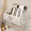 Estante de baño, cesta de almacenamiento para secador de pelo y rizador montada en la pared, cesta colgante de almacenamiento multifuncional para el baño