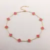 Acero de Titanio Cadena para Clavícula de 10 Pétalos Collar de Trébol de Cuatro Hojas de 10 Pétalos Horno 18K Colorfast Lujo Ligero Nicho Exclusivo Transfronterizo Suministro