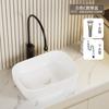 Lavabo de mesa de cerámica para apartamento pequeño estilo crema, lavabo de baño, lavabo de arte para el hogar, lavabo ovalado europeo