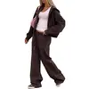 Conjunto de Moda Casual Feminino Europeu e Americano Novo Outono 2026 Conjunto de Moletom e Calça de Cor Sólida para o Dia a Dia