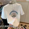 Camiseta de Manga Corta Pesada Estilo Nuevo 2024 para Mujer, Top Blanco de Moda Ajustado, Camiseta Básica para Hombre en Verano