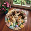 Alfombra Redonda de Conejo de Pascua 3D Transfronteriza Decoración de Sala de Estar Manta para Sofá Felpudo de Piso de Dormitorio Fácil Cuidado Felpudo para Pies Dropshipping