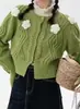 Suéter Chaqueta de Punto Suelto Corto Estilo Nuevo de Primavera y Otoño para Mujer, Comercio Exterior Transfronterizo, Suéter de Punto Trenzado Retro Estilo Hong Kong Cereza Dulce