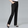 Calças de mãe de meia-idade elásticas de cintura alta jeans femininas verão fino solto casual all-match plus size calças retas