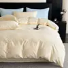 Conjunto de Roupa de Cama de Alta Qualidade Jacquard Cetim de Seda 100S Algodão de Fibra Longa Conjunto de Quatro Peças Luxo Leve Simples Capa de Edredom Puro Algodão Todo Algodão Universal para Quatro Estações